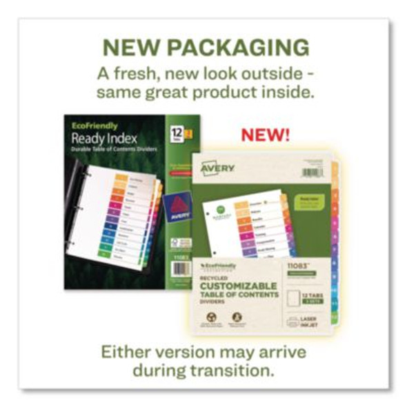 Customizable Table Of Contents Ready Index Dividers With Multicolor Tabs, 12-Tab, 1 To 12, 11 X 8.5, White, 3 Sets