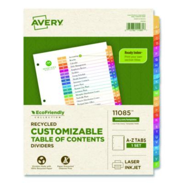 Customizable Table Of Contents Ready Index Dividers With Multicolor Tabs, 26-Tab, A To Z, 11 X 8.5, White, 1 Set
