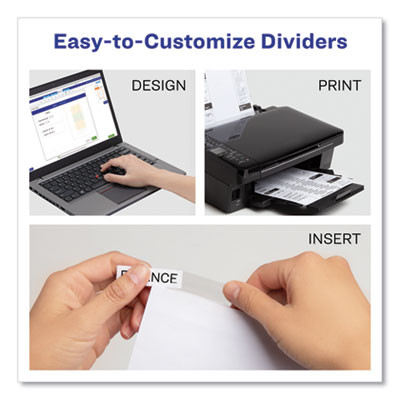 Insertable Big Tab Dividers, 5-Tab, Double-Sided Gold Edge Reinforcing, 11 x 8.5, White, Clear Tabs, 1 Set