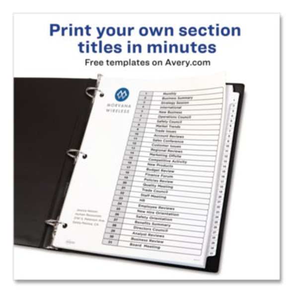 Customizable Toc Ready Index Black And White Dividers, 31-Tab, 1 To 31, 11 x 8.5, 1 Set