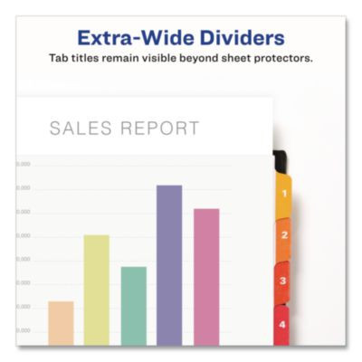 Customizable Toc Ready Index Multicolor Tab Dividers, Extra Wide Tabs, 8-Tab, 1 To 8, 11 x 9.25, White, 1 Set