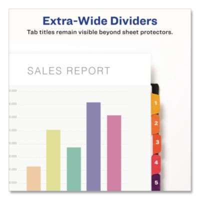 Customizable Toc Ready Index Multicolor Tab Dividers, Extra Wide Tabs, 10-Tab, 1 To 10, 11 x 9.25, White, 1 Set