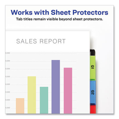 Insertable Big Tab Plastic Three-Pocket Corner Lock Dividers, 5-Tab, 11.13 X 9.25, Assorted, 1 Set