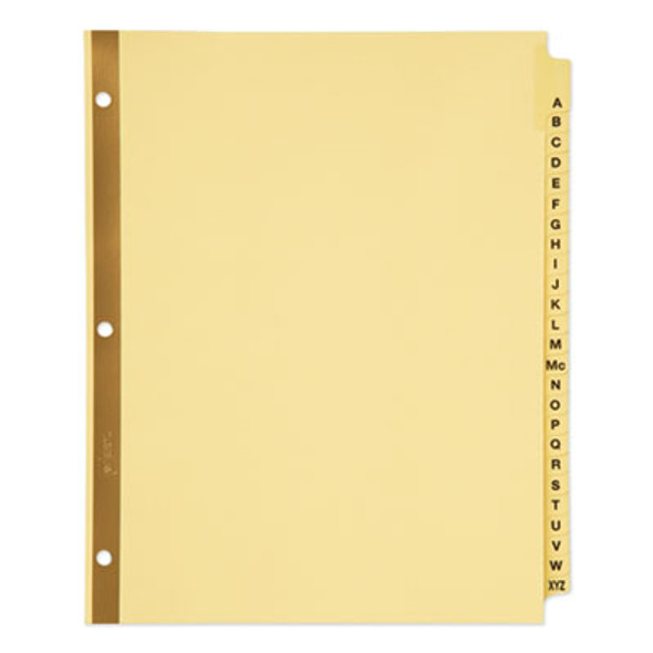 Preprinted Laminated Tab Dividers With Gold Reinforced Binding Edge, 25-Tab, A To Z, 11 x 8.5, Buff, 1 Set