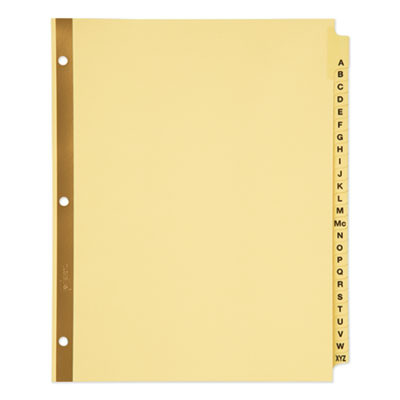 Preprinted Laminated Tab Dividers With Gold Reinforced Binding Edge, 25-Tab, A To Z, 11 x 8.5, Buff, 1 Set