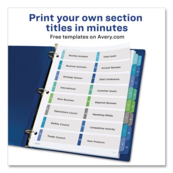 Customizable Toc Ready Index Double Column Multicolor Tab Dividers, 16-Tab, 1 To 16, 11 x 8.5, White, 1 Set