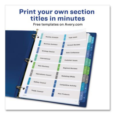 Customizable Toc Ready Index Double Column Multicolor Tab Dividers, 16-Tab, 1 To 16, 11 x 8.5, White, 1 Set