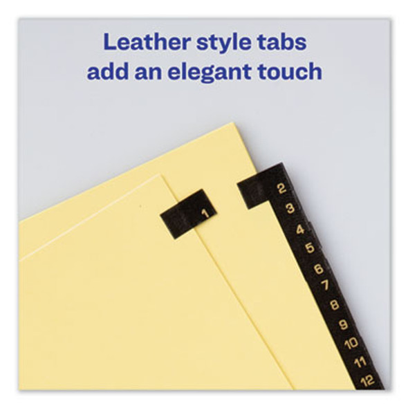 Preprinted Black Leather Tab Dividers w/Gold Reinforced Edge, 31-Tab, 1 To 31, 11 x 8.5, Buff, 1 Set