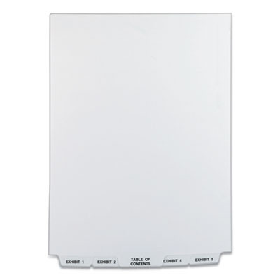 Preprinted Legal Exhibit Bottom Tab Index Dividers, Avery Style, 26-Tab, Exhibit 1 To Exhibit 25, 11 X 8.5, White, 1 Set