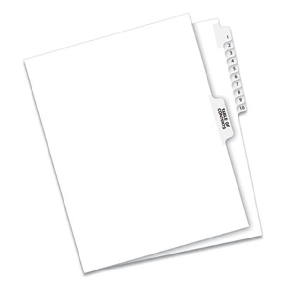 Preprinted Legal Exhibit Side Tab Index Dividers, Avery Style, 11-Tab, 1 To 10, 11 X 8.5, White, 1 Set