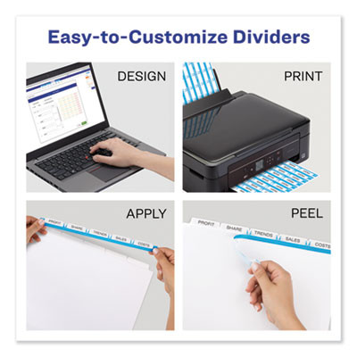 Print And Apply Index Maker Clear Label Dividers, 5-Tab, Color Tabs, 11 x 8.5, White, Traditional Color Tabs, 5 Sets