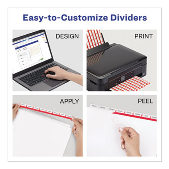 Print And Apply Index Maker Clear Label Dividers, 8-Tab, Color Tabs, 11 x 8.5, White, Traditional Color Tabs, 5 Sets