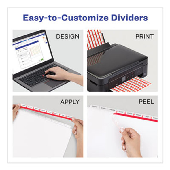 Print And Apply Index Maker Clear Label Dividers, 8-Tab, 11 x 8.5, White, 5 Sets