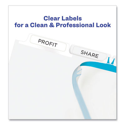 Print And Apply Index Maker Clear Label Dividers, Extra Wide Tab, 5-Tab, White Tabs, 11.25 x 9.25, White, 1 Set