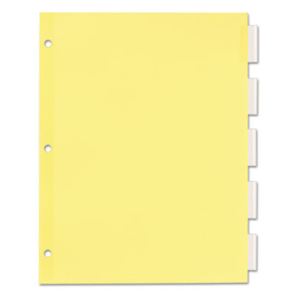 Plastic Insertable Dividers, 5-Tab, 11 x 8.5, Clear Tabs, 1 Set