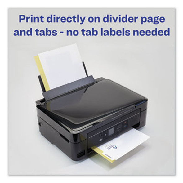 Customizable Print-On Dividers, 3-Hole Punched, 5-Tab, 11 x 8.5, White, 1 Set