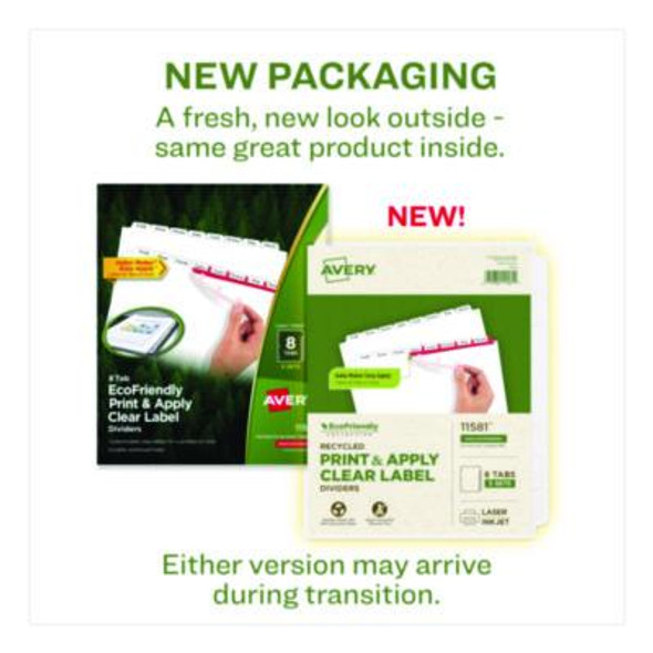 Index Maker Ecofriendly Print And Apply Clear Label Dividers With White Tabs, 8-Tab, 11 X 8.5, White, 5 Sets