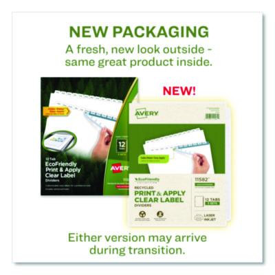 Index Maker Ecofriendly Print And Apply Clear Label Dividers With White Tabs, 12-Tab, 11 X 8.5, White, 5 Sets