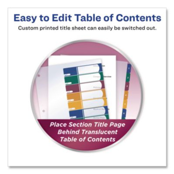 Customizable Table Of Contents Ready Index Dividers With Multicolor Tabs, 10-Tab, 1 To 10, 11 X 8.5, Translucent, 1 Set