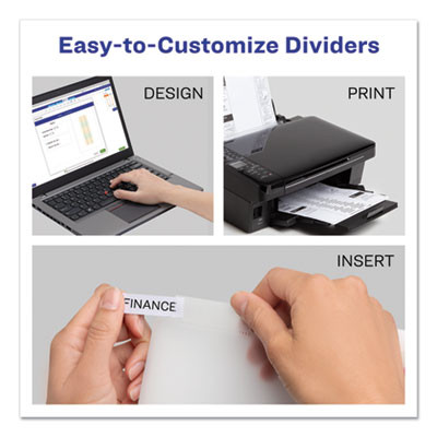 Insertable Big Tab Plastic Dividers, 5-Tab, 11 X 8.5, Clear, 1 Set