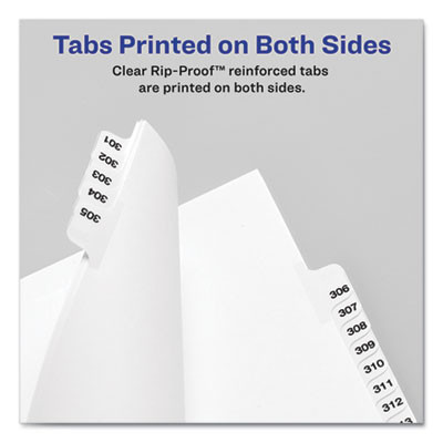 Preprinted Legal Exhibit Side Tab Index Dividers, Avery Style, 10-Tab, 5, 11 X 8.5, White, 25/Pack