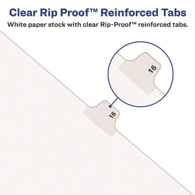 Preprinted Legal Exhibit Side Tab Index Dividers, Avery Style, 10-Tab, 7, 11 X 8.5, White, 25/Pack