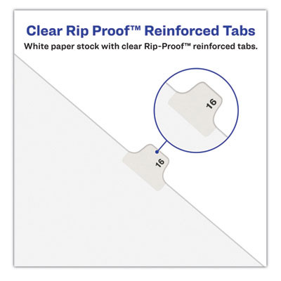 Preprinted Legal Exhibit Side Tab Index Dividers, Avery Style, 10-Tab, 15, 11 X 8.5, White, 25/Pack