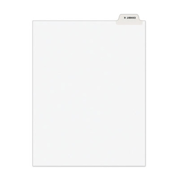 Avery-Style Preprinted Legal Bottom Tab Divider, 26-Tab, Exhibit K, 11 x 8.5, White, 25/Pk