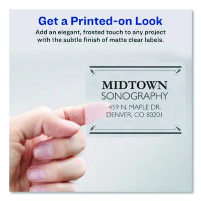 Matte Clear Easy Peel Mailing Labels W/ Sure Feed Technology, Laser Printers, 3.33 X 4, Clear, 6/Sheet, 10 Sheets/Pack