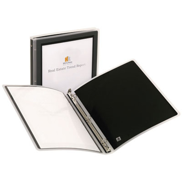 Flexi-View Binder With Round Rings, 3 Rings, 0.5" Capacity, 11 X 8.5, Black