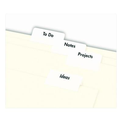Printable Plastic Tabs With Repositionable Adhesive, 1/5-Cut, White, 1.25" Wide, 96/Pack