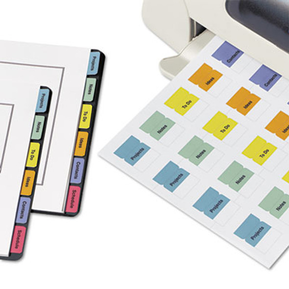 Printable Plastic Tabs With Repositionable Adhesive, 1/5-Cut, Assorted Colors, 1.75" Wide, 80/Pack