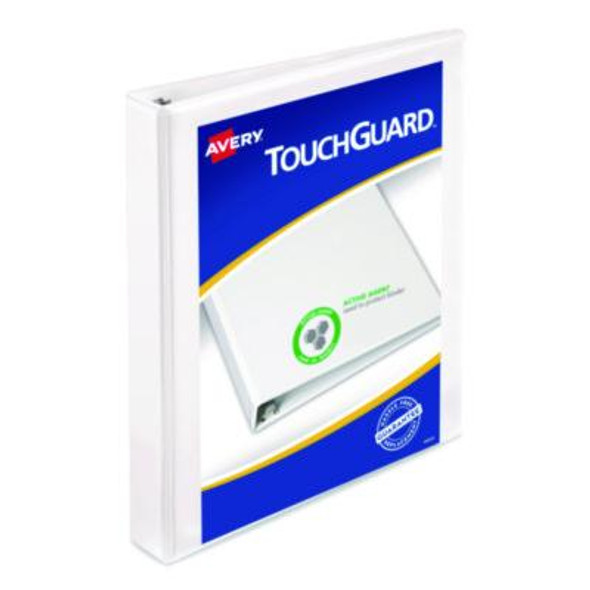 Touchguard Protection Heavy-Duty View Binders With Slant Rings, 3 Rings, 1" Capacity, 11 X 8.5, White
