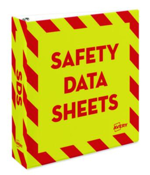 Heavy-Duty Preprinted Safety Data Sheet Binder, 3 Rings, 2" Capacity, 11 X 8.5, Yellow/Red