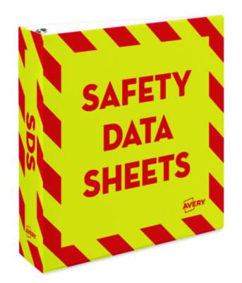 Heavy-Duty Preprinted Safety Data Sheet Binder, 3 Rings, 2" Capacity, 11 X 8.5, Yellow/Red