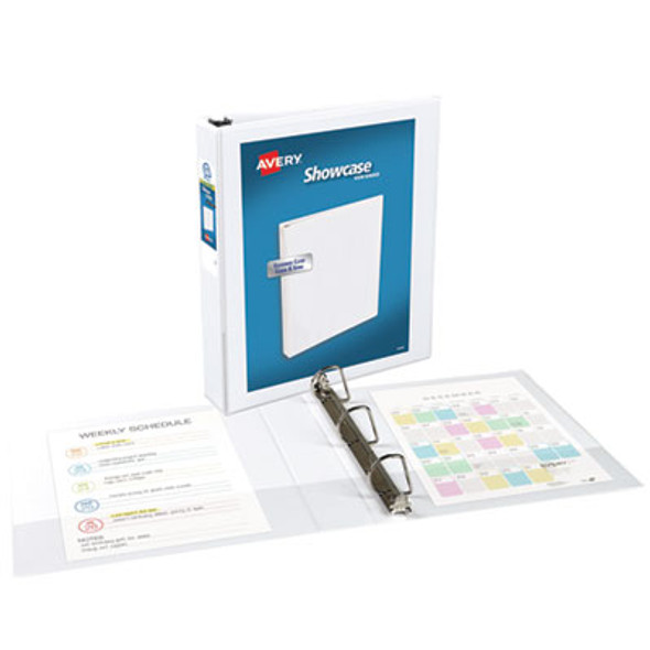 Showcase Economy View Binders With Slant Rings, 3 Rings, 1.5" Capacity, 11 x 8.5, White
