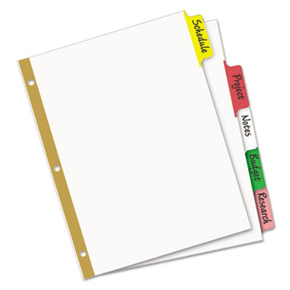 Write And Erase Big Tab Paper Dividers, 5-Tab, 11 x 8.5, White, Assorted Tabs, 1 Set