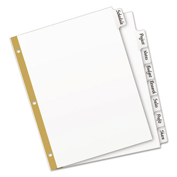 Write And Erase Big Tab Paper Dividers, 8-Tab, 11 x 8.5, White, White Tabs, 1 Set