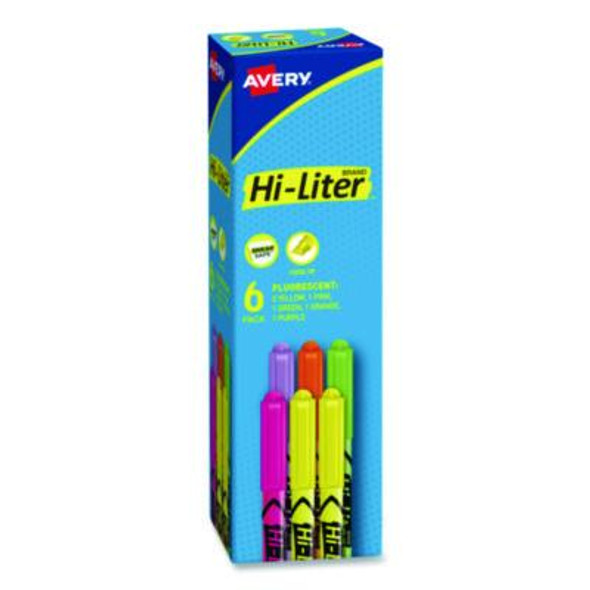 Hi-Liter Pen-Style Highlighters, Assorted Ink Colors, Chisel Tip, Assorted Barrel Colors, 6/Set