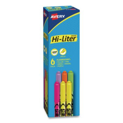 Hi-Liter Pen-Style Highlighters, Assorted Ink Colors, Chisel Tip, Assorted Barrel Colors, 6/Set