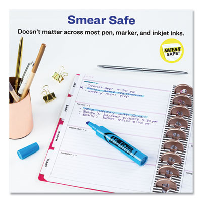 Hi-Liter Desk-Style Highlighters, Fluorescent Blue Ink, Chisel Tip, Blue/Black Barrel, Dozen