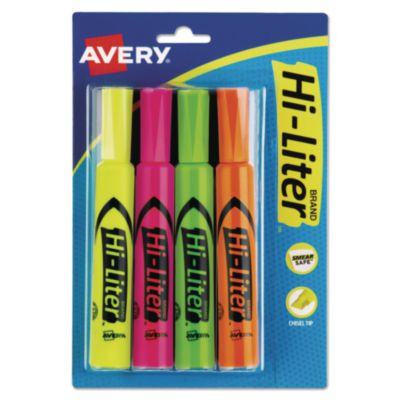 Hi-Liter Desk-Style Highlighter, Assorted Ink Colors, Chisel Tip, Assorted Barrel Colors, 4/Set