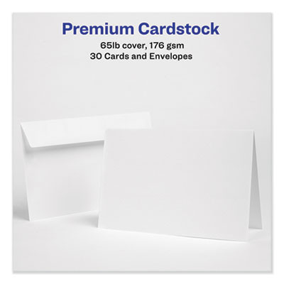 Half-Fold Greeting Cards With Envelopes, Inkjet, 65 Lb, 5.5 x 8.5, Textured Uncoated White, 1 Card/Sheet, 30 Sheets/Box