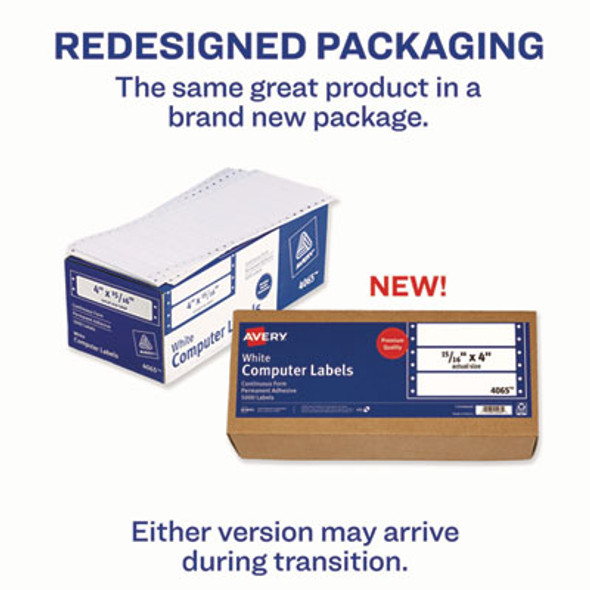 Dot Matrix Printer Mailing Labels, Pin-Fed Printers, 0.94 X 4, White, 5,000/Box