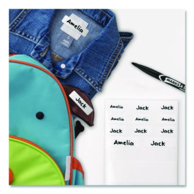 Avery Kids No-Iron Fabric Labels, Handwrite Only, Assorted Shapes And Sizes, White, 15 Labels/Sheet, 3 Sheets/Pack