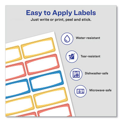 Avery Kids Handwritten Identification Labels, 1.75 X 0.75, Borders: Blue, Orange, Yellow, 12 Labels/Sheet, 5 Sheets/Pack