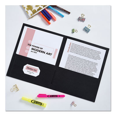 Two-Pocket Folder, Accommodates (40) 11 x 8.5 Sheets, Black, 25/Box