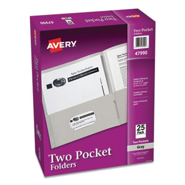Two-Pocket Folder, 40-Sheet Capacity, 11 X 8.5, Gray, 25/Box