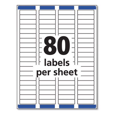 Easy Peel White Address Labels W/ Sure Feed Technology, Laser Printers, 0.5 X 1.75, White, 80/Sheet, 100 Sheets/Box