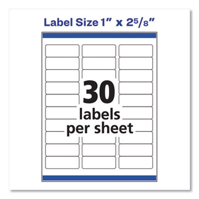 Easy Peel White Address Labels W/ Sure Feed Technology, Laser Printers, 1 X 2.63, White, 30/Sheet, 25 Sheets/Pack